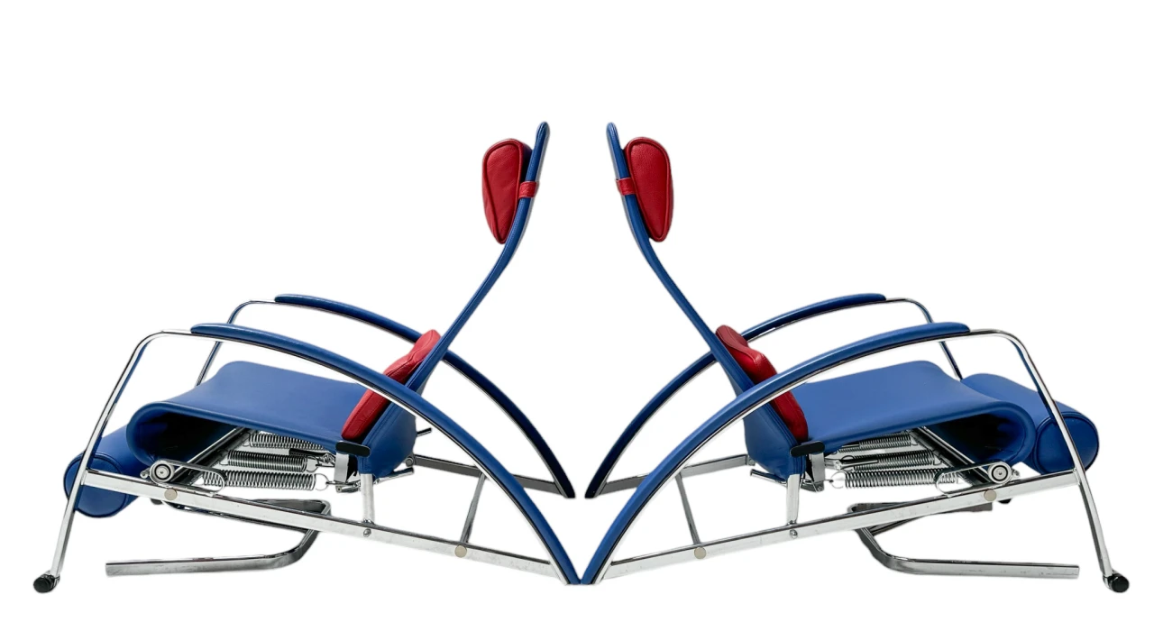 Pair of Grand Repos Lounge Chairs with Stools by Jean Prouvé Tecta , 1980s